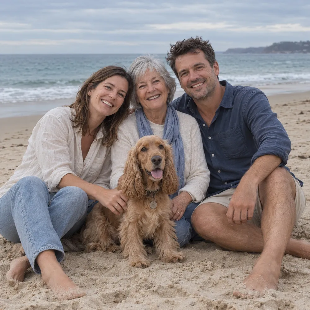 A family photo at the beach