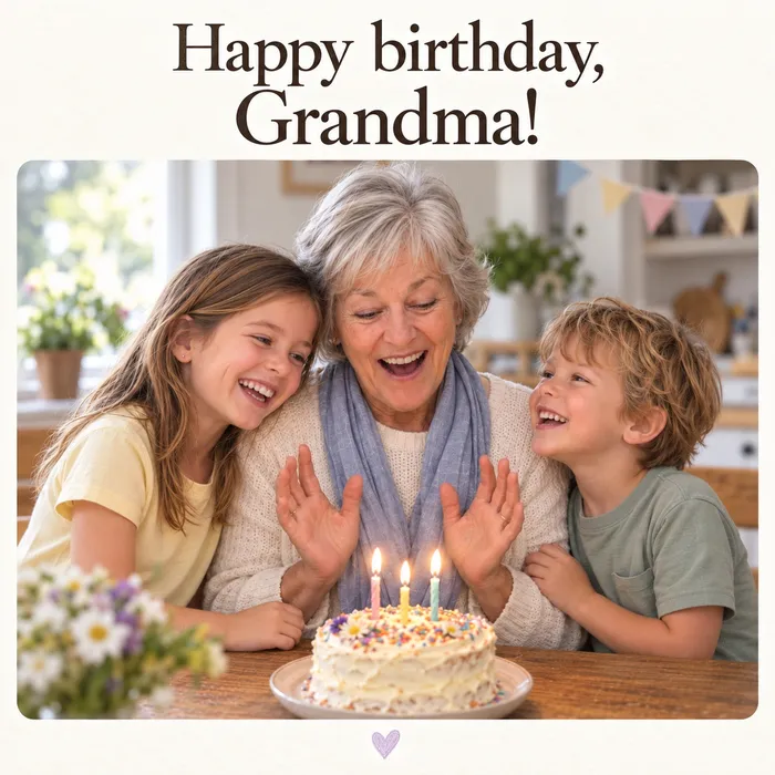 A card made for Grandma from a family photo